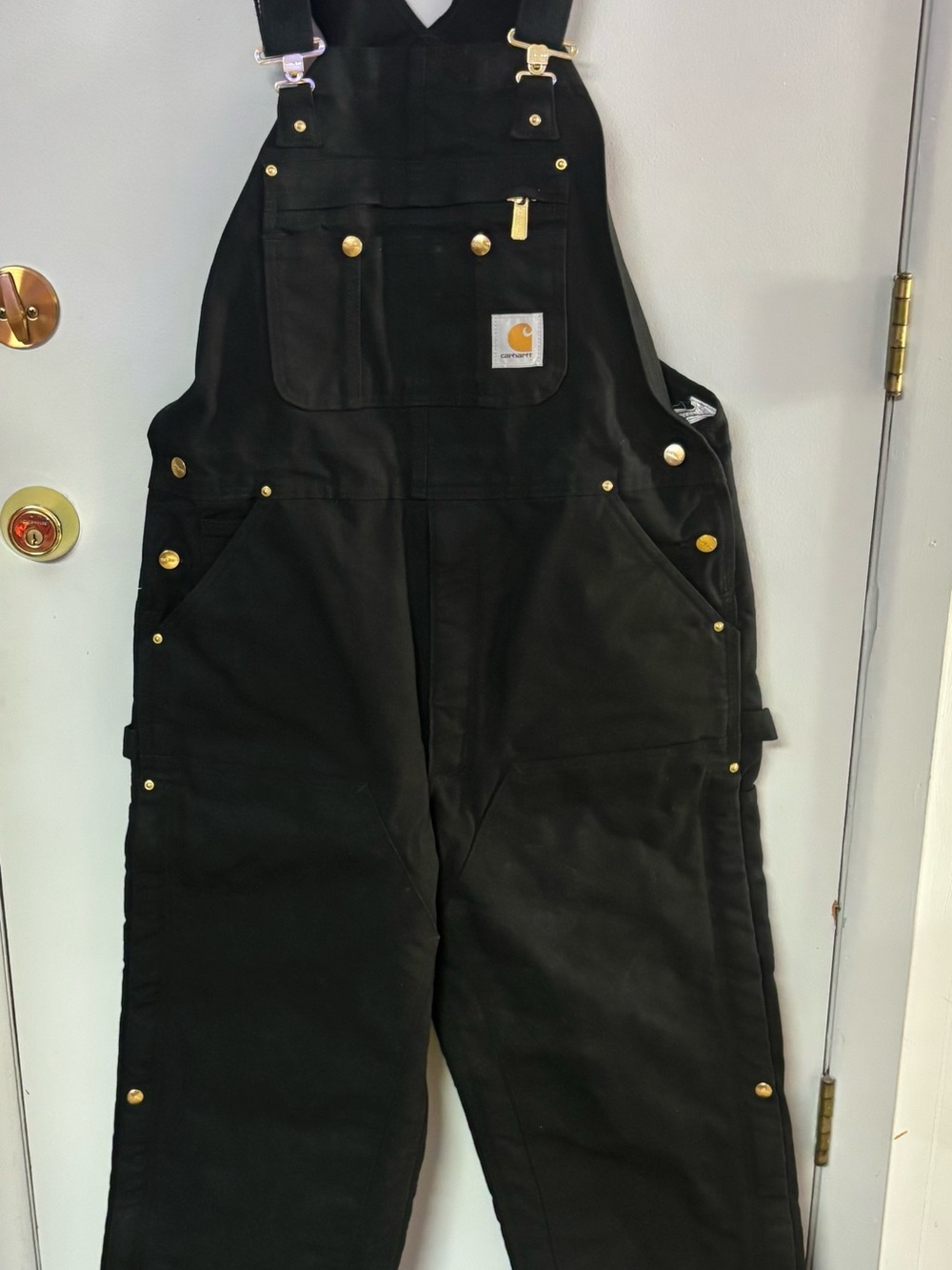 Carhartt Black Workwear Duck Bib Overalls with Gold Hardware